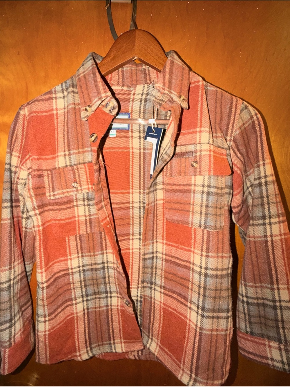 Kids Orange Plaid Button-Down Shirt - Casual Long Sleeve